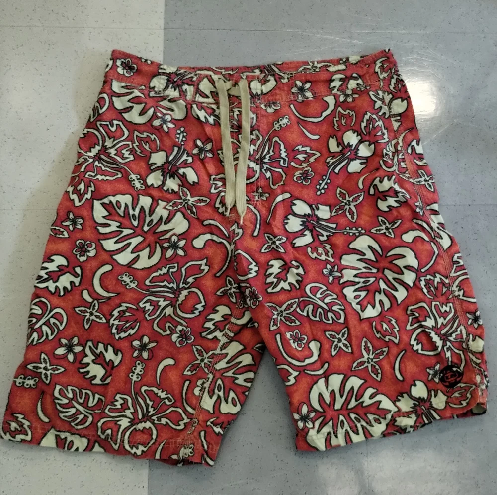 +UnionBay Men 36 Red Floral Swimsuit Swim Trunks Board Short - Picture 2 of 15